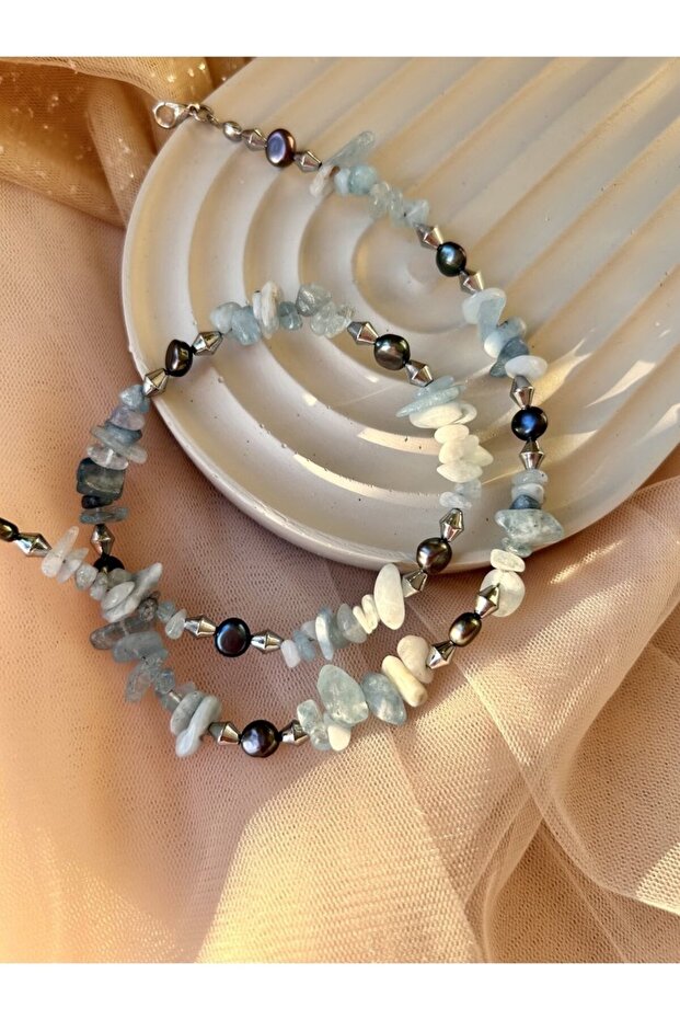 Akuamarin Black Pearl Necklace