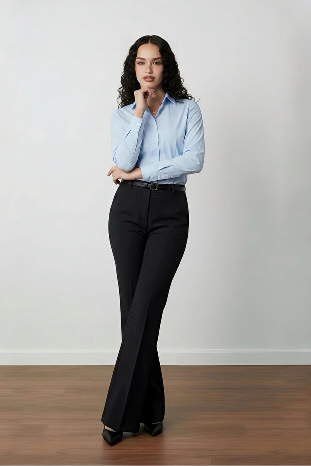 Women's Basic Hidden Button Featured Shirt - 1
