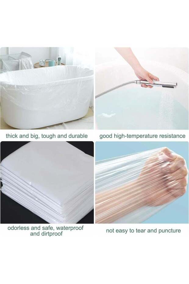 10-Pack Disposable Bathtub Cover Liner,Leak-Proof,Large 102 x 47 Inch,for Home & Hotel