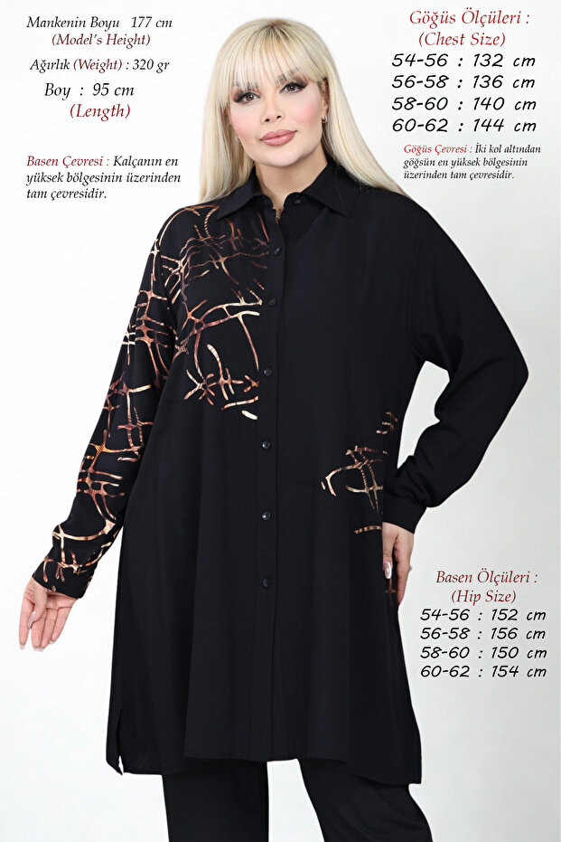 Large Size Oversized Women's Woven High Quality Viscose Tunic Loose Fit Buttoned Mom Shirt