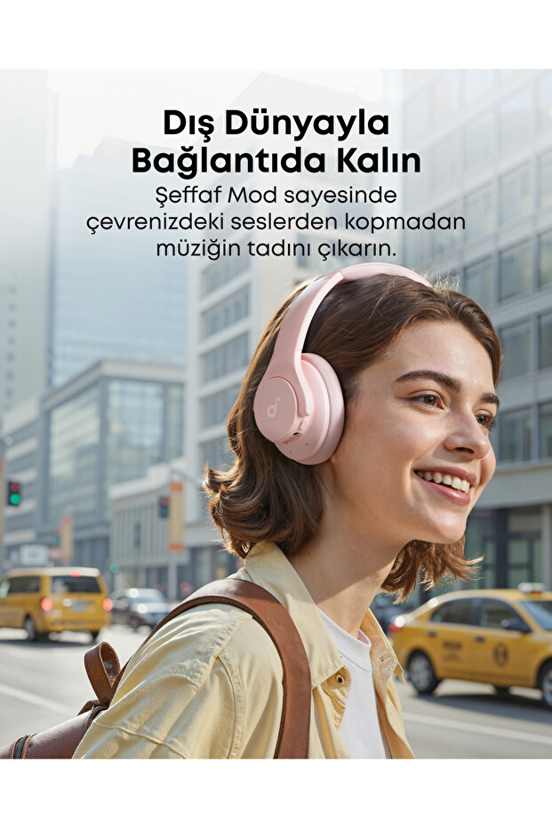 Soundcore Q20i Kulak Üstü Bluetooth Kulaklık, Aktif Gürültü Engelleme, Pembe - A3004 - 6