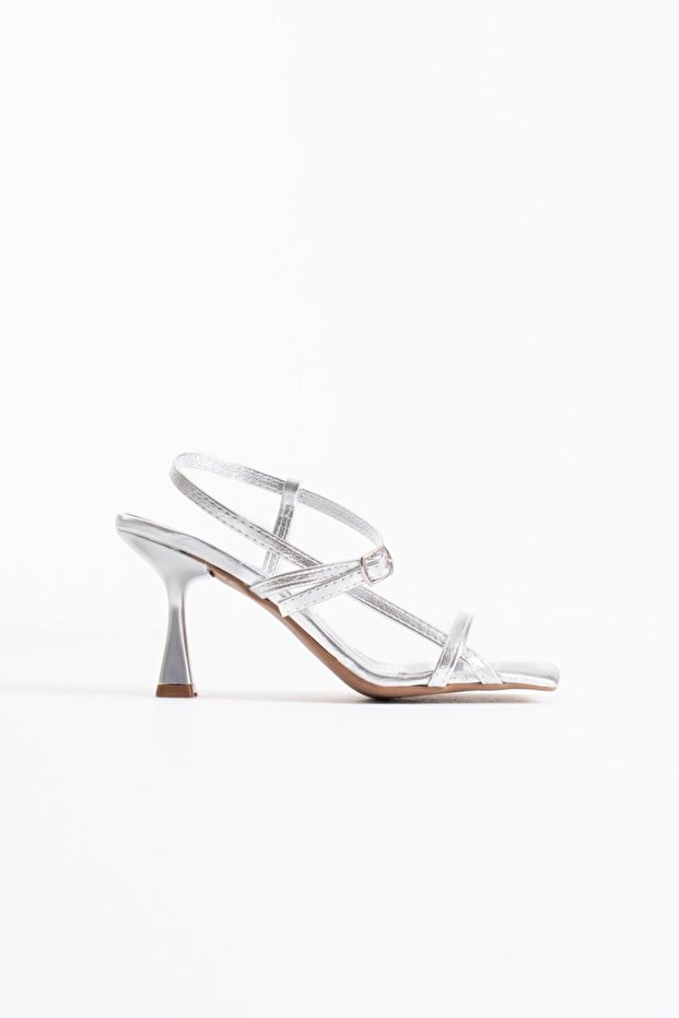 Women's Silver Heeled Sandals Tr02My01B