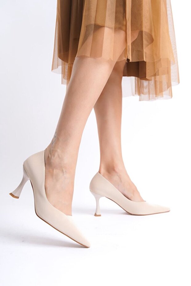 Women's Beige Satin Stiletto Tr08Ms27E