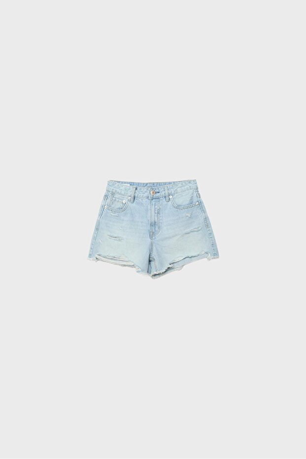 D75 distressed denim şort - 6