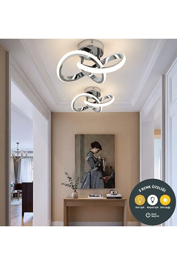 Lzy Avize Store 3 Renk Kar Çiçeği Krom Avize Salon Mutfak Çocuk Odası Ve Antre Aydınlatma