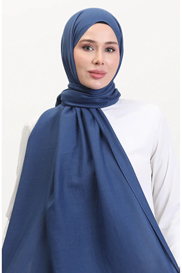 Cotton jazz shawl 70257-06 navy blue