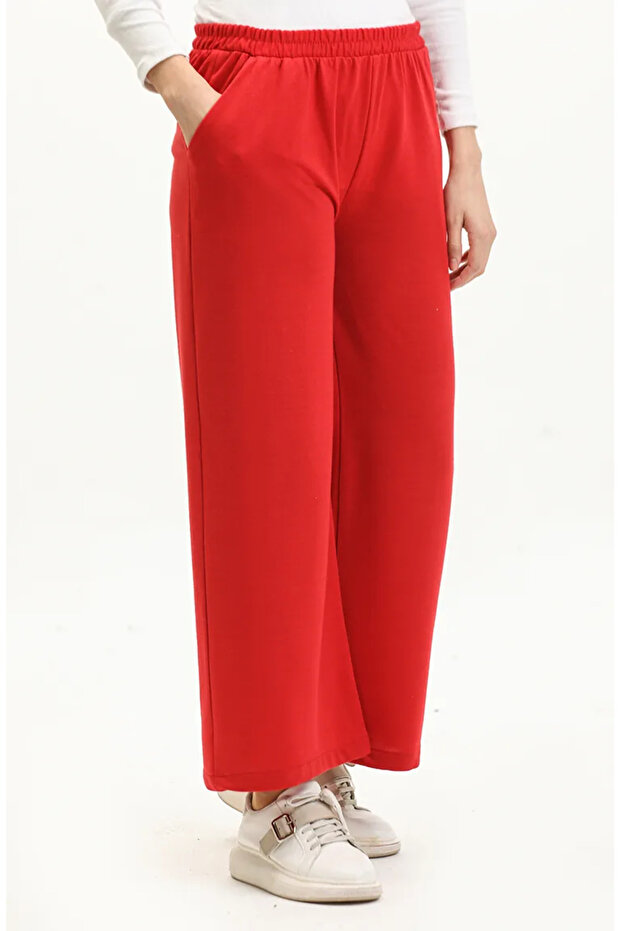 Pocketed Wide Leg Sweatpants 0283-04 Red