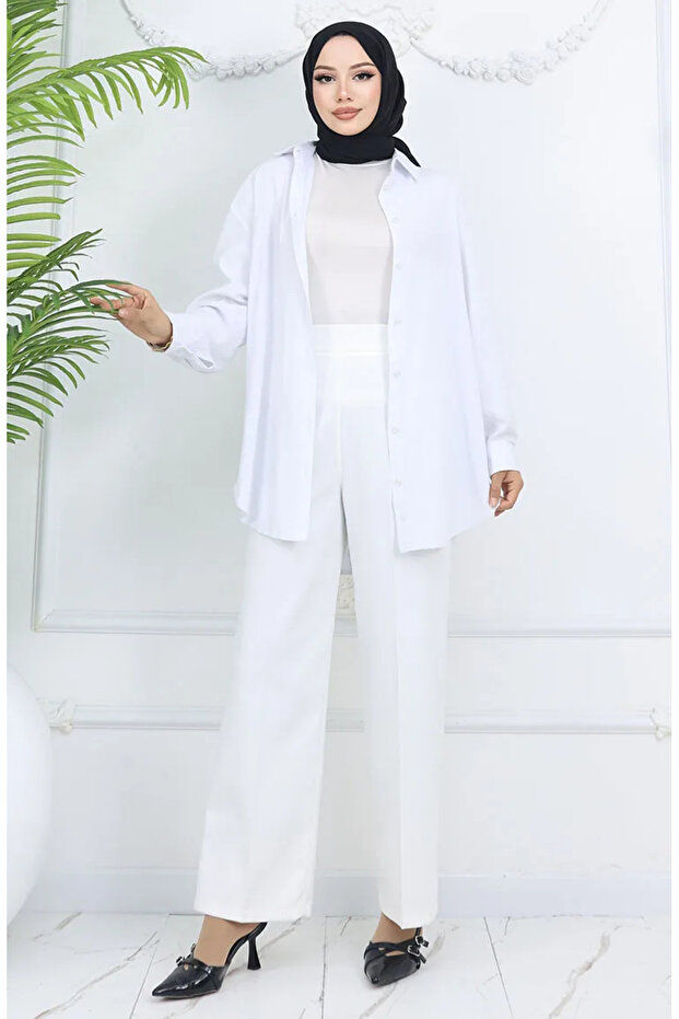 Wide leg trousers 4001-06 ecru