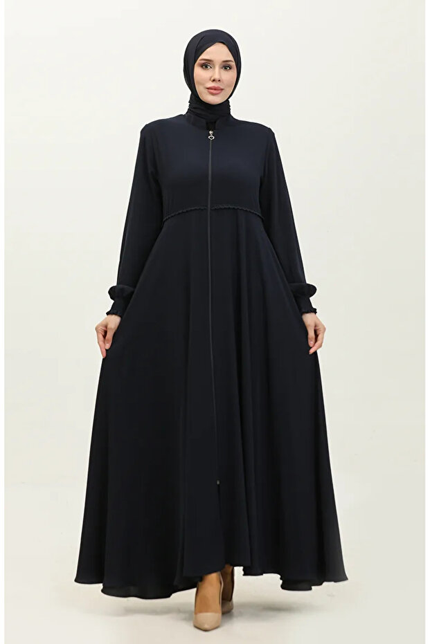 Lace Detailed Mevlana Ferace 5069-02 Navy Blue