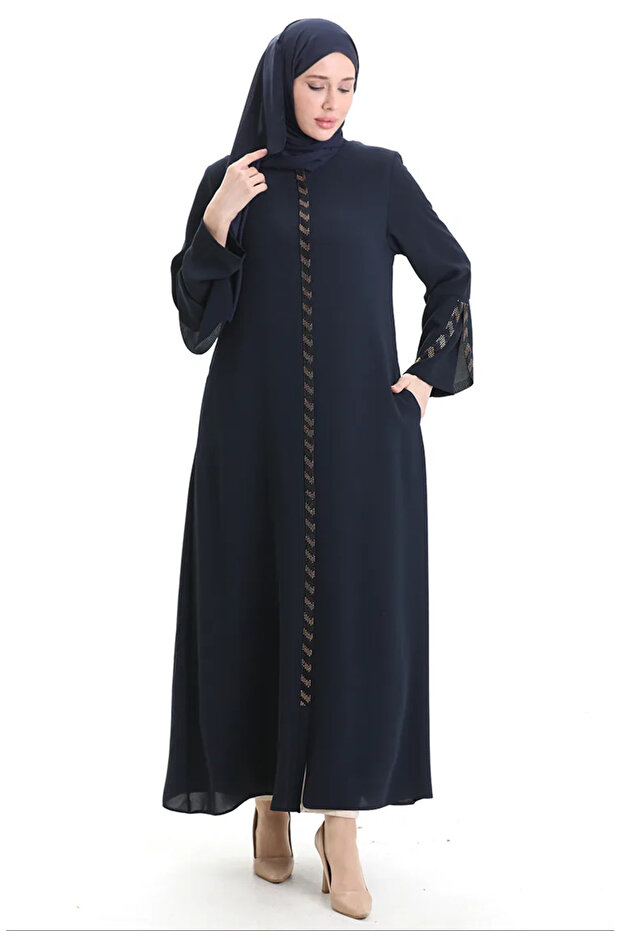 مقاس كبير مخطط Ferace 2038-02 أزرق داكن