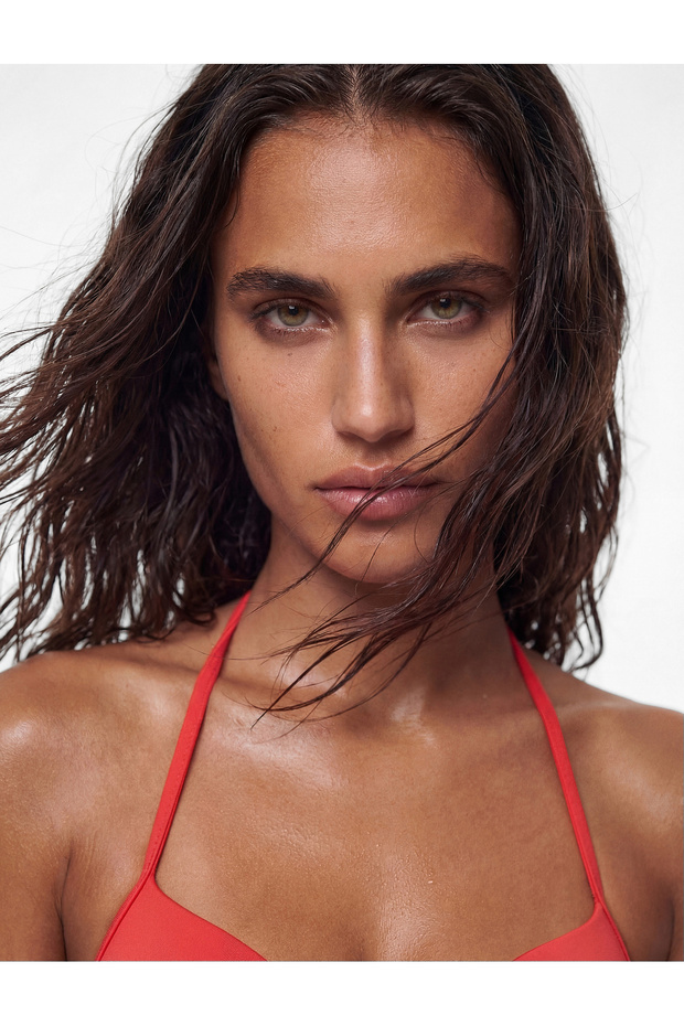 Heart Neckline Bowknot Push-Up Bikini Top