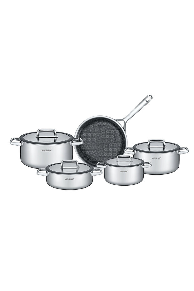 9-Piece Stainless Steel Cookware Set | Non-Stick | 3-Ply Base | Induction & Oven Safe