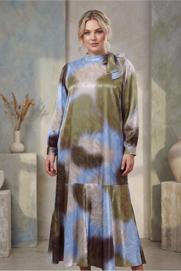 SATIN JACQUARD PLUS SIZE DRESS 20515