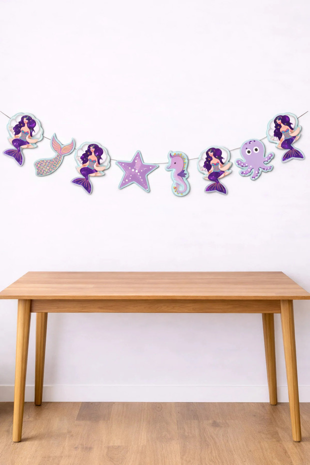 Mermaid Themed Banner Ornament – Birthday Wall Decoration