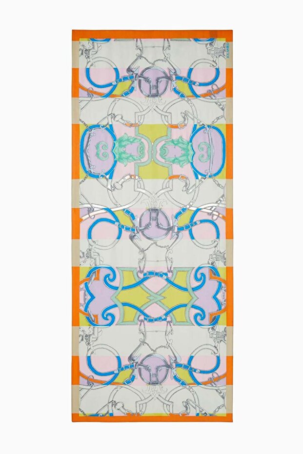 Patterned Modal Shawl Hamhara Orange - 4