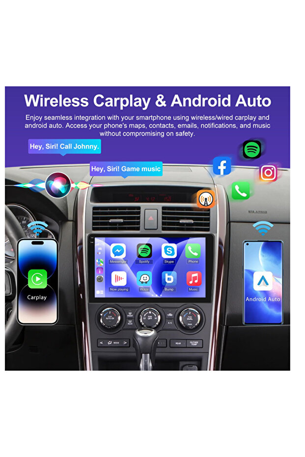 شاشة سيارة أندرويد مقاس 10 بوصات لمازدا CX9 من 2006 إلى 2015 مع نظام أبل كاربلاي وأندرويد أوتو وكاميرا خلفية