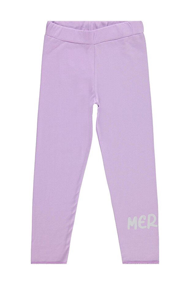 Civil Girls' Mermaid Printed Leggings | Lycra Single Jersey Printed | School Nursery and Daily Use - Lila