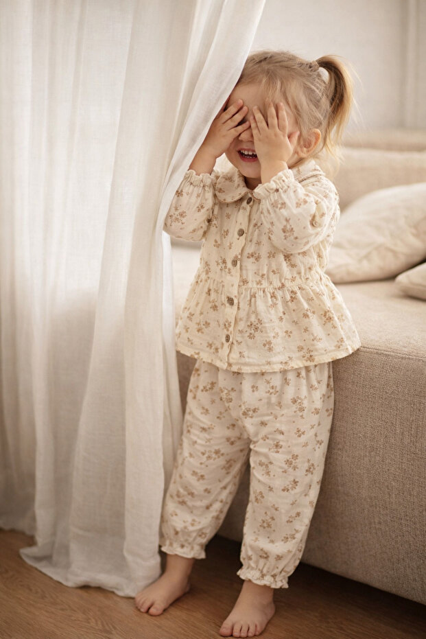 Floral Patterned Muslin Baby Girl Holiday Set Double Set 2013