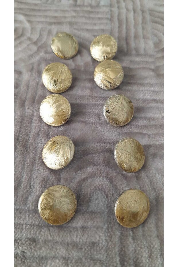 Ǝe Polyester Gold Button 24 Size 14 Mm, 10 Pieces