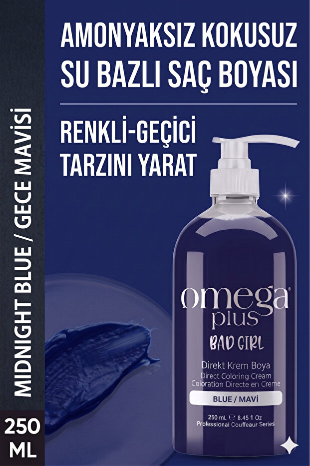 Omega Plus Bad Girl Mavi Geçici-renkli Amonyaksız Saç Boyası 250 ml
