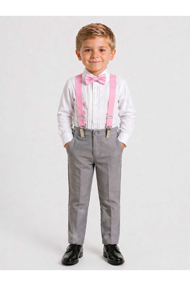 Dapwear's Adjustable Trouser Strap and Bow Tie Set for Boys (1-9) Years Old