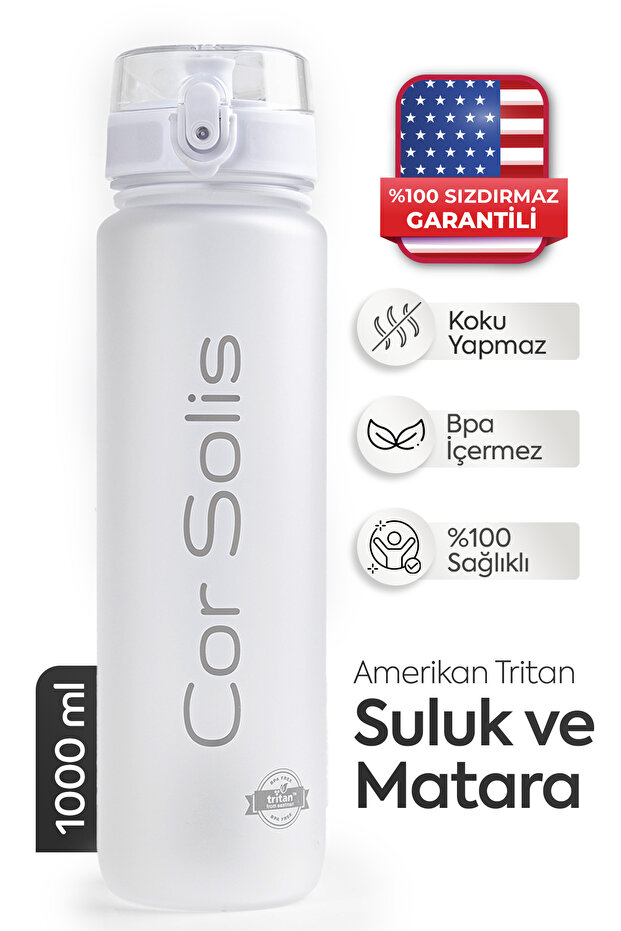 Cor Solis Suluk Matara Tritan 1050ml, Sağlıklı, Koku Ve Su Akıtma Yapmaz, Bpa Içermez, Spor Su Matarası