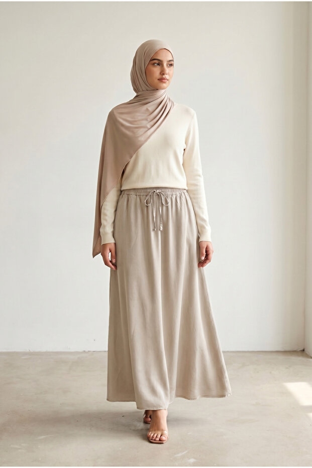 Elastic Waist Tansel Skirt - Lvr002