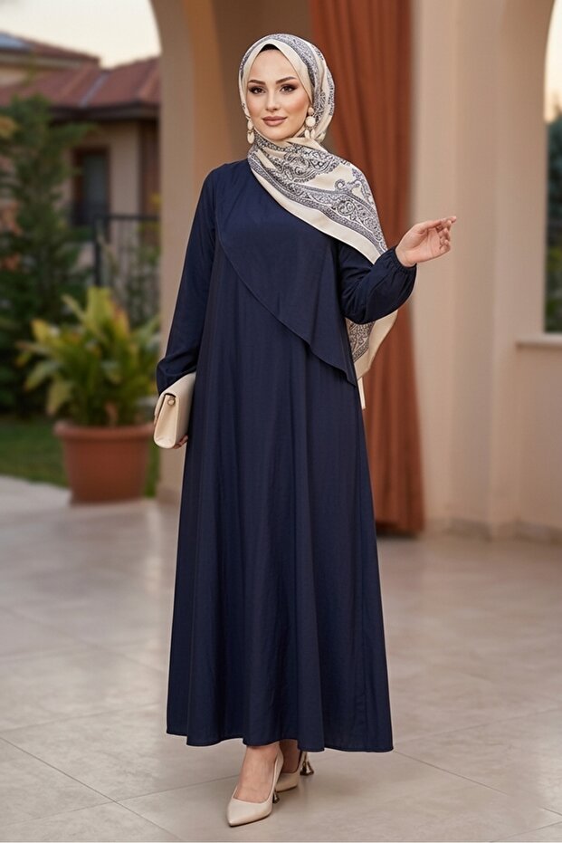 Sarev Hijab Dress 1694 - Navy Blue