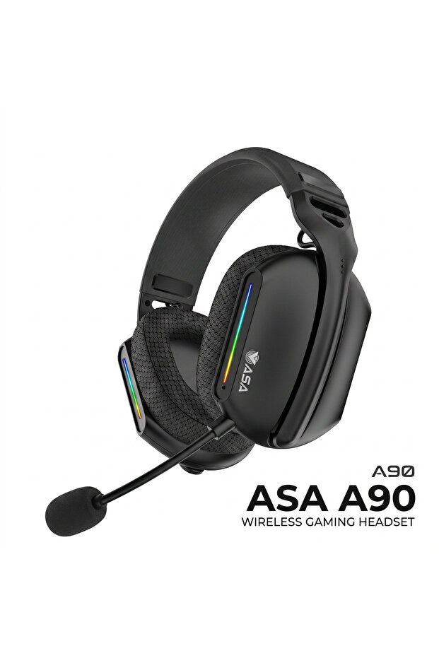 سماعة رأس لاسلكية بلوتوث ASA A90 من AS لأجهزة Xbox وPC وPlayStation وSwitch والهواتف المحمولة - أسود