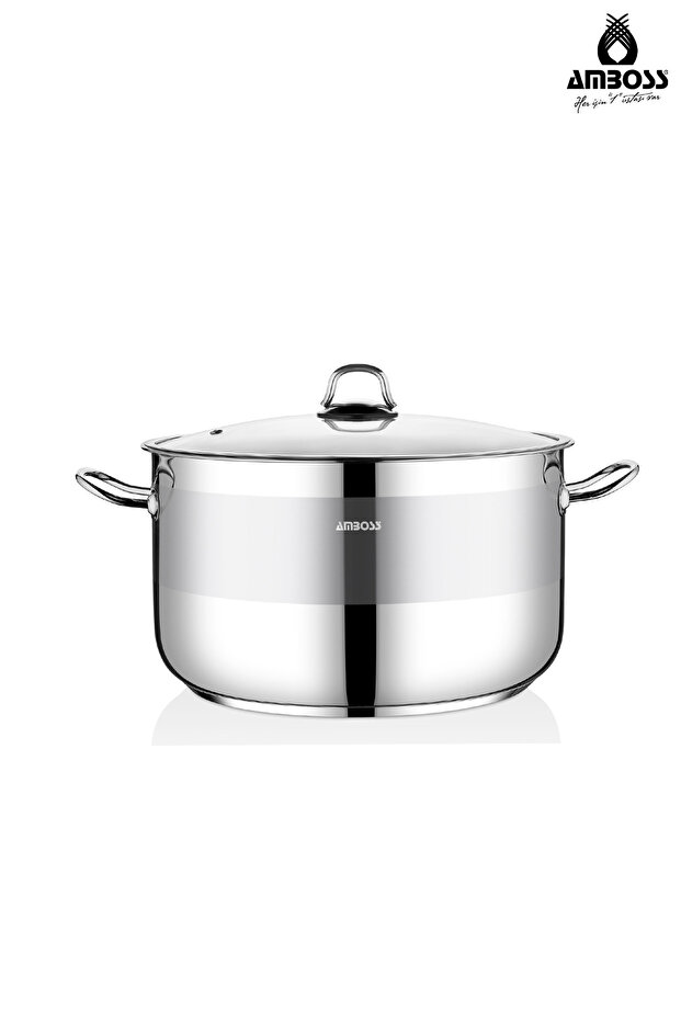 Saphire Stainless Steel 34 cm Deep Pot with Glass Lid