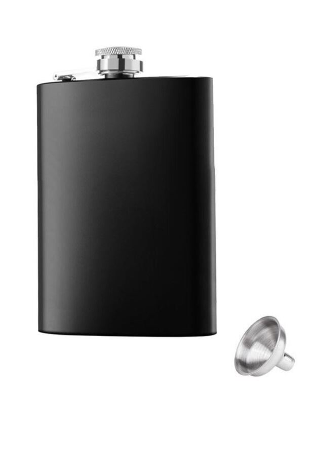Stainless Steel Flask Black 8 oz (236 ml) Liquor Whiskey Cognac Alcohol Bottle