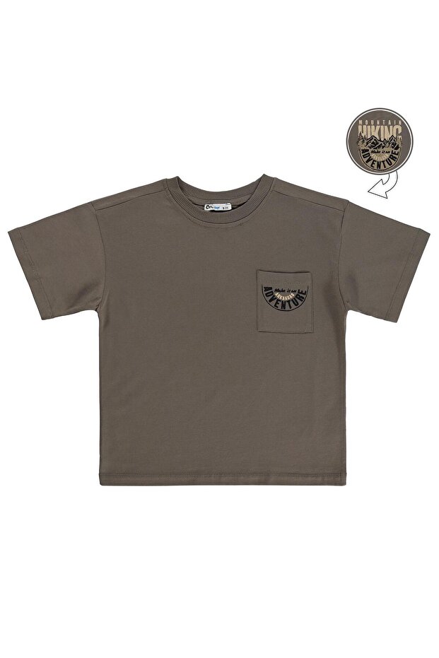 Hiking Back Print T-Shirt for 6-9 Years Old - Brown