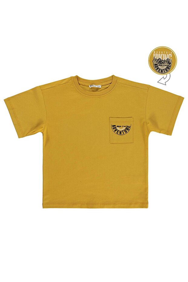 Hiking Back Print T-Shirt for 6-9 Years Old - Mustard