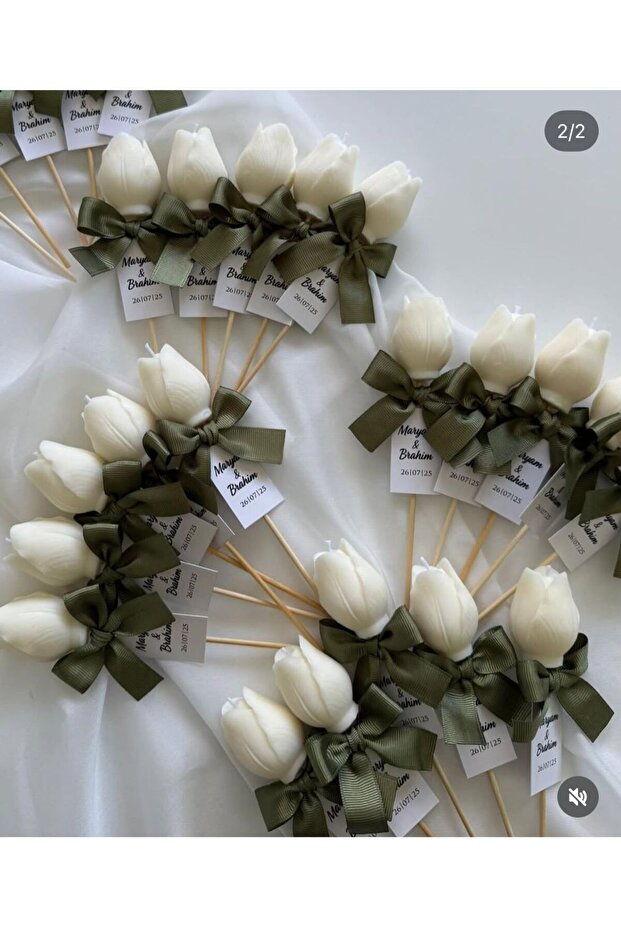 Genel Markalar Kişiye Özel Düğün|nişan|söz Hediyelik Lale mum palace candle - 15 Adet