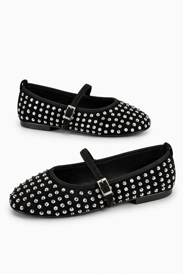 Women's Stone Textured Mary Jane Daily Stylish Comfortable Casual Sole Ballerina Shoes
