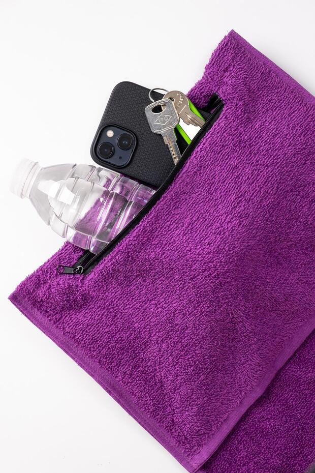 30x100 Sports Towel with Pocket Zipper Fitness Gym Tennis Sport Towel