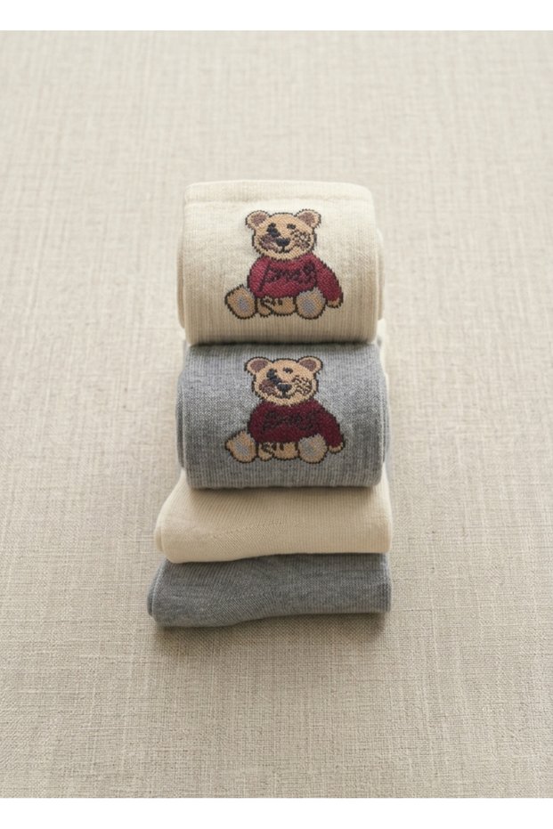 2 Pairs of Teddy Cotton Sports College Tennis Socks