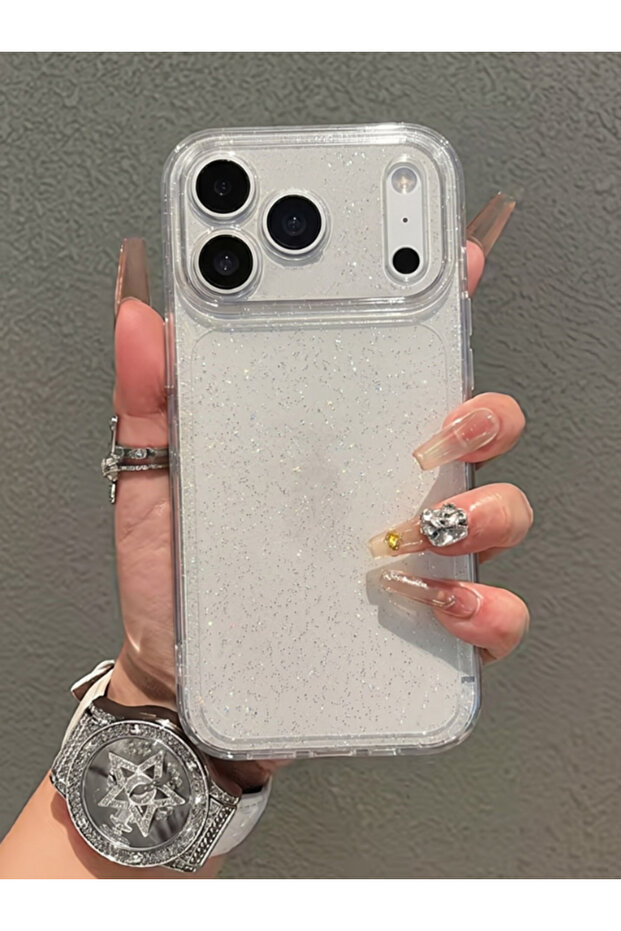 Apple iPhone 17 Pro Max Uyumlu – Simli Şeffaf, Yumuşak Silikon Kılıf, Darbeye Karşı Dayanıklı Kapak