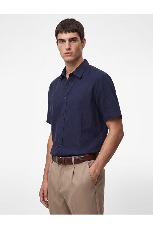 Regular Fit Classic Collar Cotton Short Sleeve Shirt