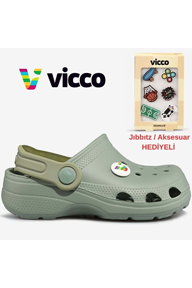 Didim Jıbbıtz Orthopedic Unisex Children's Slippers with Accessory Gift Green