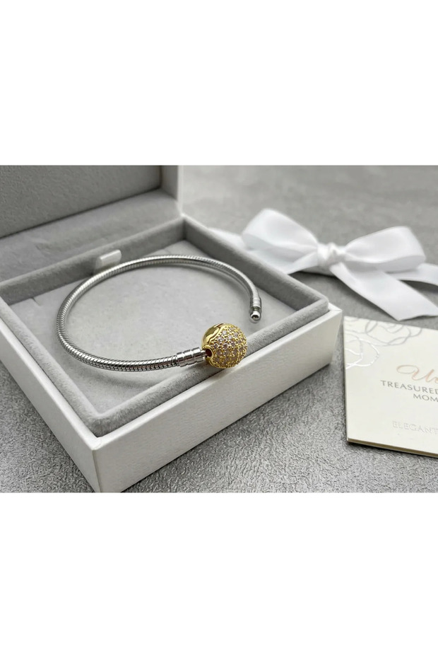Tarnish Stainless Steel Round Zircon Stone Brand Model Charm Bracelet