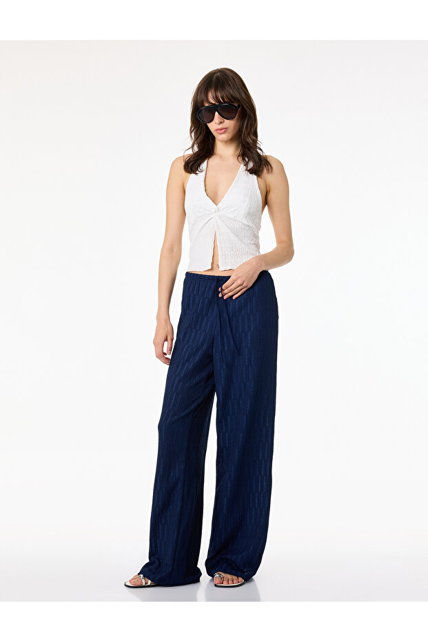 Bürümcük Fabric Wide-Legged Pants with Tie-Waist