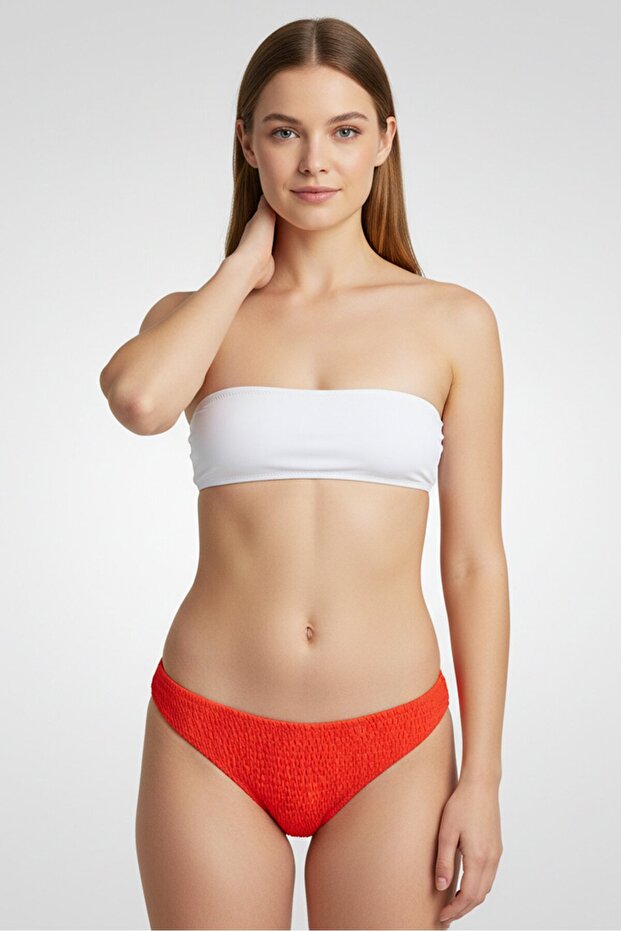 Women Plain Bikini Bottom, Orange