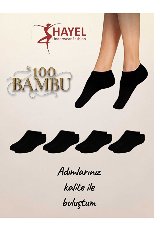 Bamboo Sneakers Black Socks Stitch-Free Invisible Ankle Sports Socks Premium 4-Pack