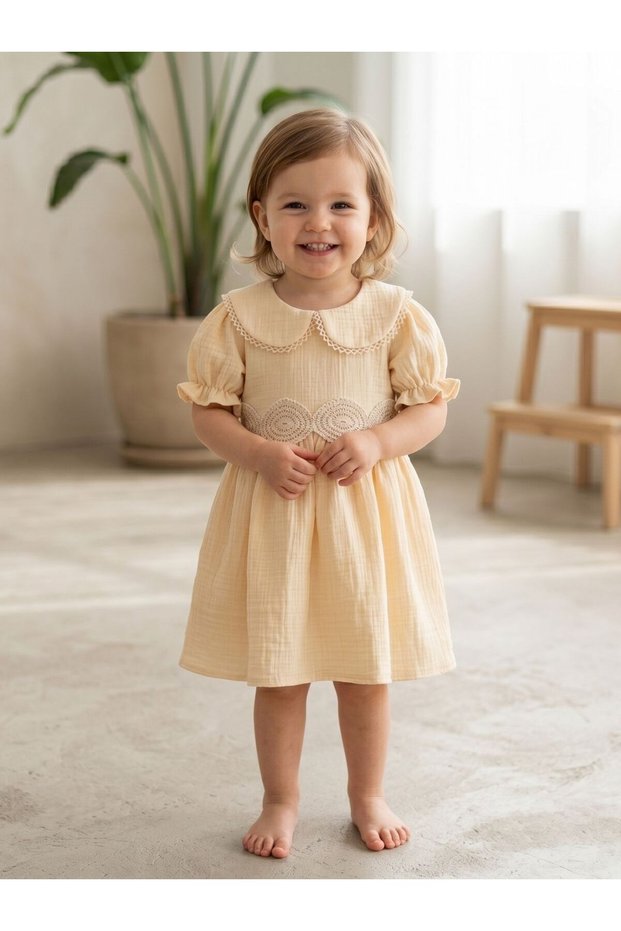 Guipure Muslin Girls' Dress