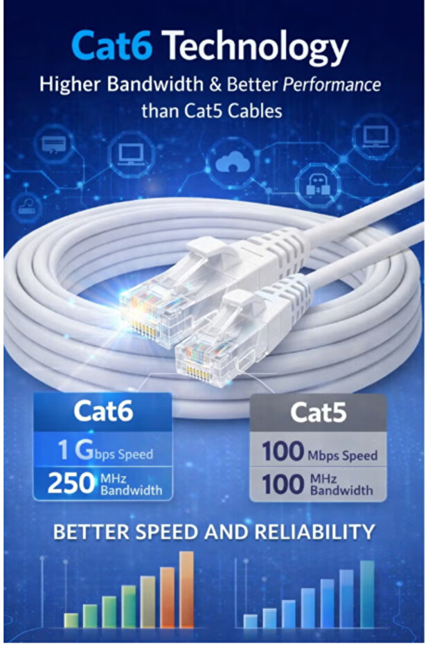 CABLE CONV Ethernet Cable Cat6 High-Speed LAN Network Cable 100M - 2