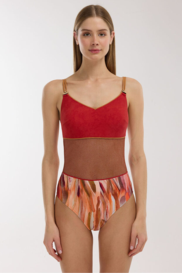 5208 Koral Transparent V-Neck Swimsuit