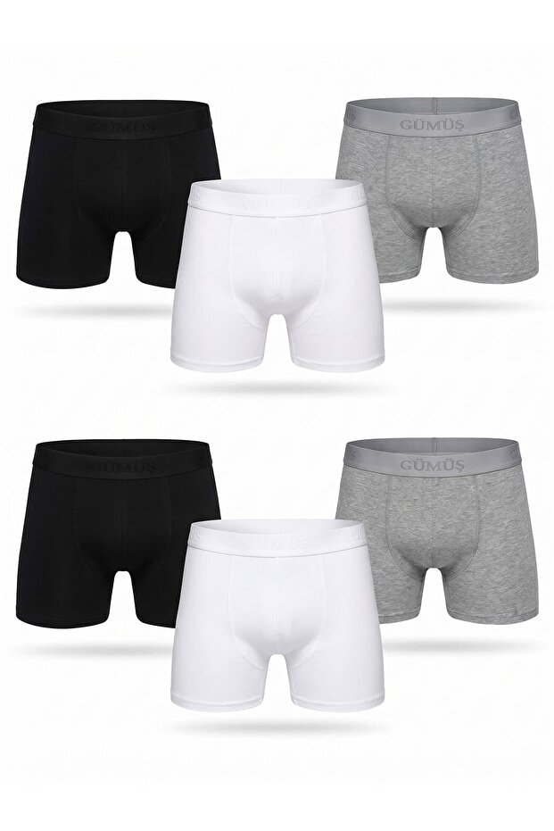 6-Pack Silver Men's Cotton Lycra Boxer 4018