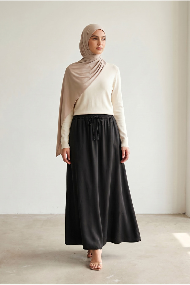 Elastic Waist Tansel Skirt - Lvr002