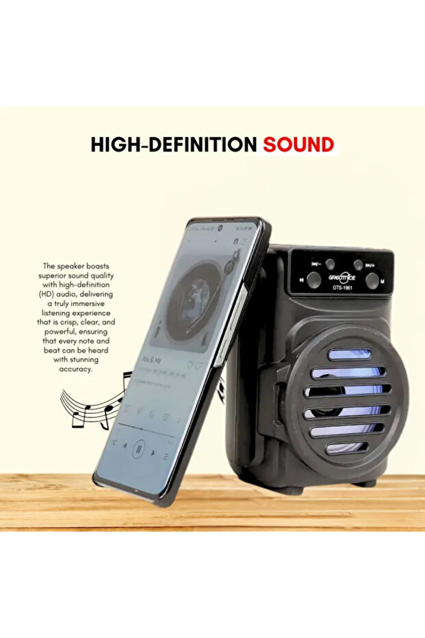 Black Portable Bluetooth Speaker with Colored LED Light - 3